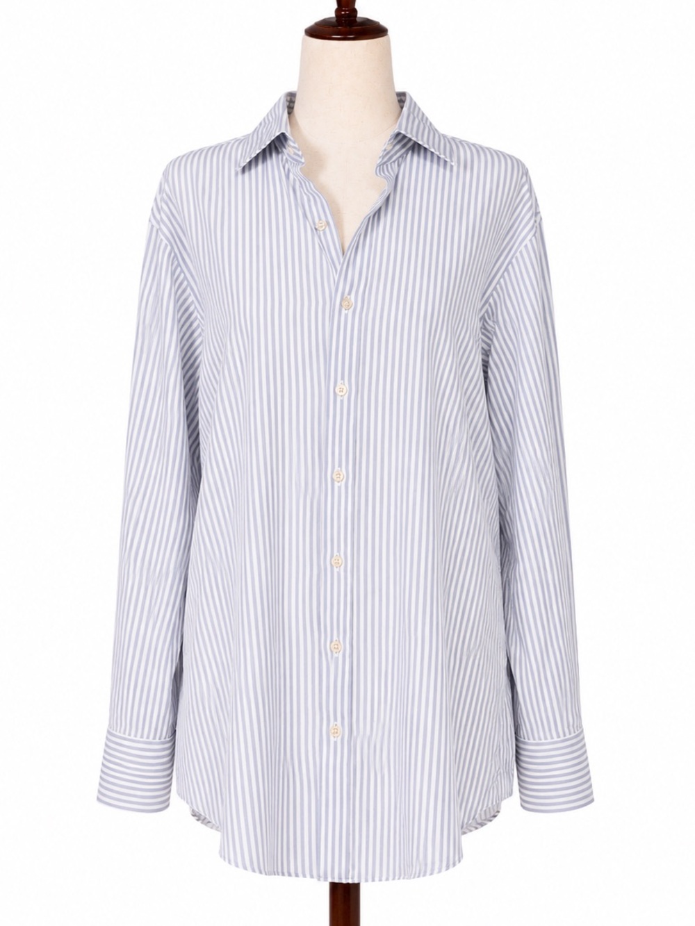 Proper Cloth Classic Blue and White Stripe Button-Up Shirt- men' S, women Medium